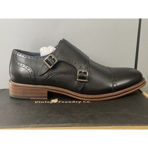 Vintage Foundry Co Shoes Mens Size 8 Black Leather Morgan Monk Strap Dress